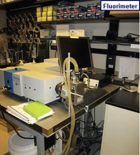 Laser lab with view of the fluorimeter