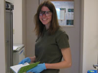 Candace Pfefferkorn, a GPP graduate student is purifying protein on the chromatography system