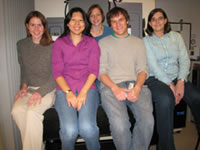 Group photo from Fall 2008 (left-to-right: Candace Pfefferkorn, Jennifer Lee, Amy Grimes, Mark Jackson, Heather Lucas)