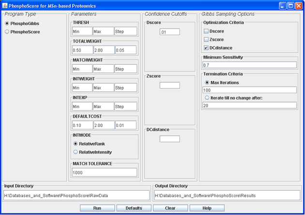 PhosphoScore software interface